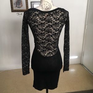 Easel Black Lace Long Sleeve Dress Size S